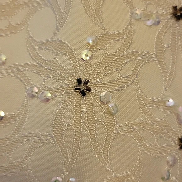 Coldwater Creek cream beaded sleeveless dress textured beaded jacket size 14…EUC - Picture 3 of 10